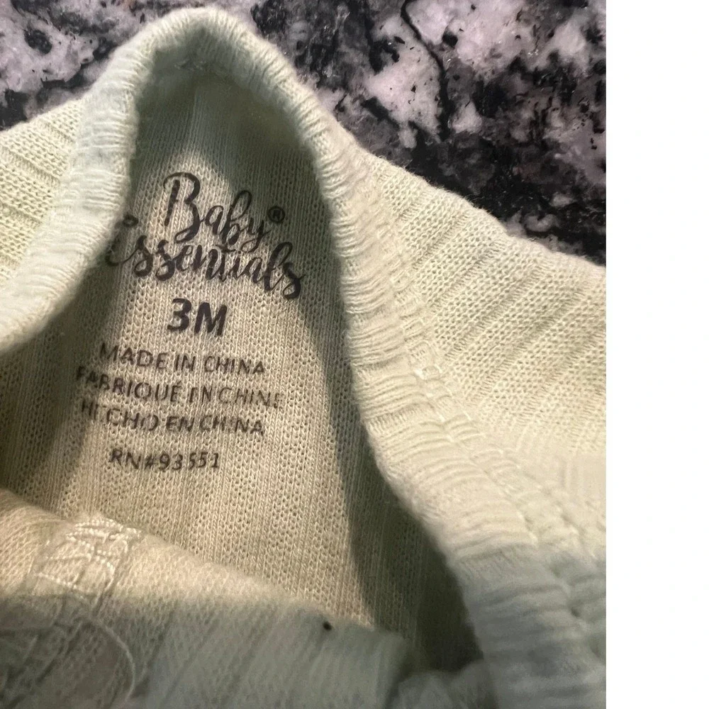 Baby Essentials Sage Green Ribbed Henley Sleeper Gown Pine Tree 3M (0948)
